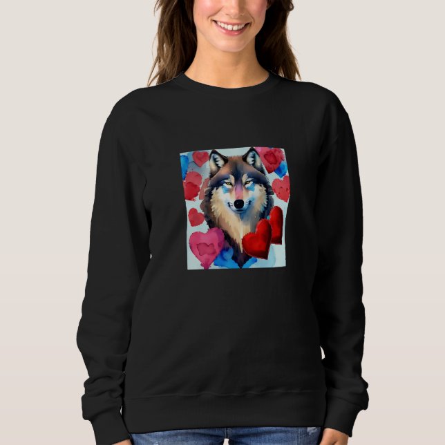 Sudadera Valentine's Day Love Heart Cute Wolf Girlfriend Fi (Anverso)