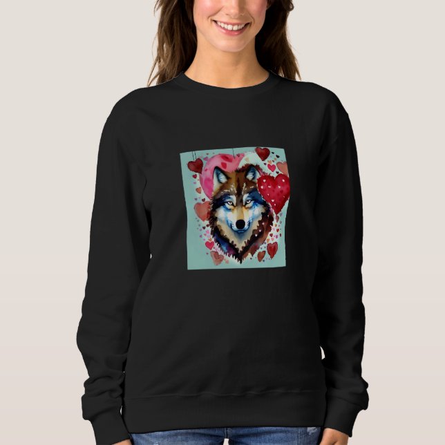 Sudadera Valentine's Day Love Heart Cute Wolf Girlfriend Fi (Anverso)