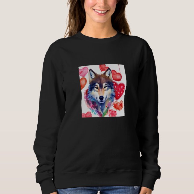 Sudadera Valentine's Day Love Heart Cute Wolf Girlfriend Fi (Anverso)