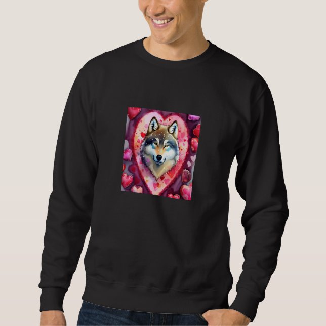 Sudadera Valentine's Day Love Heart Cute Wolf Girlfriend Fi (Anverso)