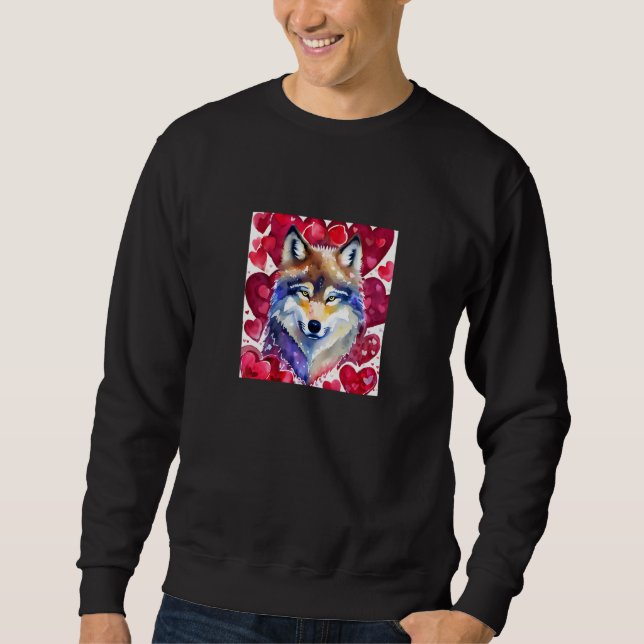 Sudadera Valentine's Day Love Heart Cute Wolf Girlfriend Fi (Anverso)