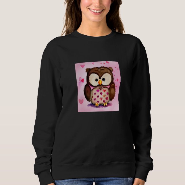 Sudadera Valentine's Day Love Heart Owl Teddy Girlfriend Fi (Anverso)