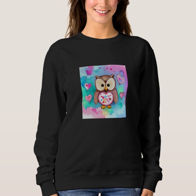 Sudadera Valentine's Day Love Heart Owl Teddy Girlfriend Fi (Anverso)