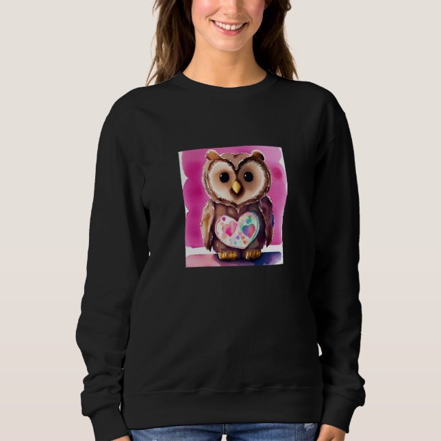 Sudadera Valentine's Day Love Heart Owl Teddy Girlfriend Fi (Anverso)