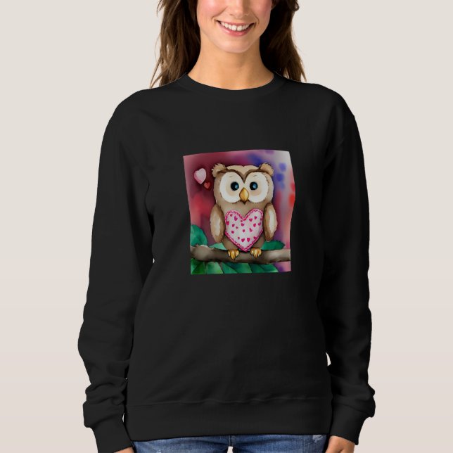 Sudadera Valentine's Day Love Heart Owl Teddy Girlfriend Fi (Anverso)