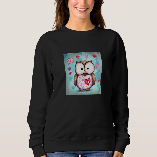 Sudadera Valentine's Day Love Heart Owl Teddy Girlfriend Fi (Anverso)