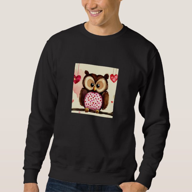 Sudadera Valentine's Day Love Heart Owl Teddy Girlfriend Fi (Anverso)