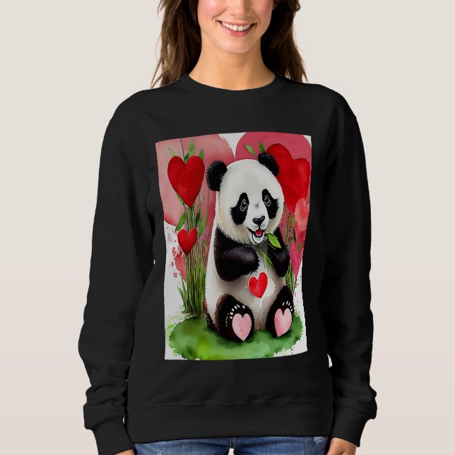 Sudadera Valentine's Day Love Heart Panda Girlfriend Fiancé (Anverso)