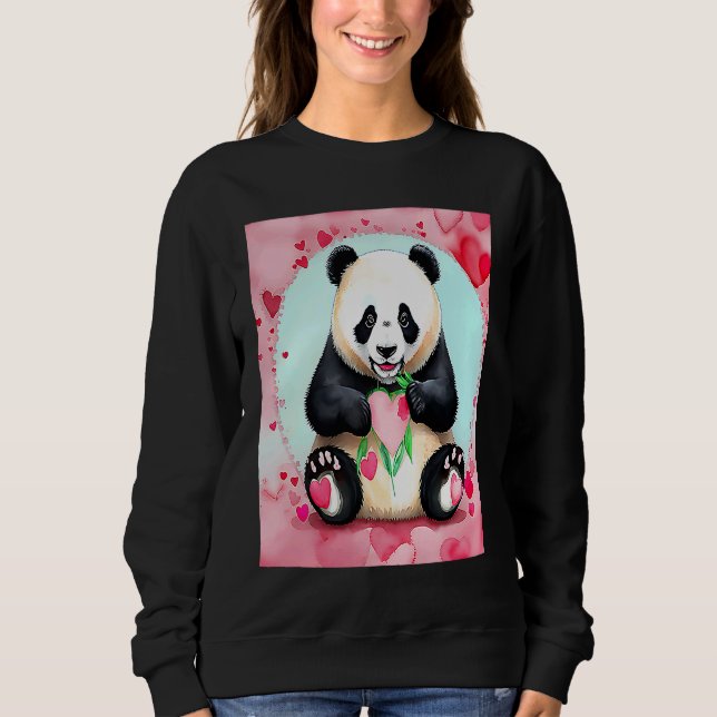 Sudadera Valentine's Day Love Heart Panda Girlfriend Fiancé (Anverso)