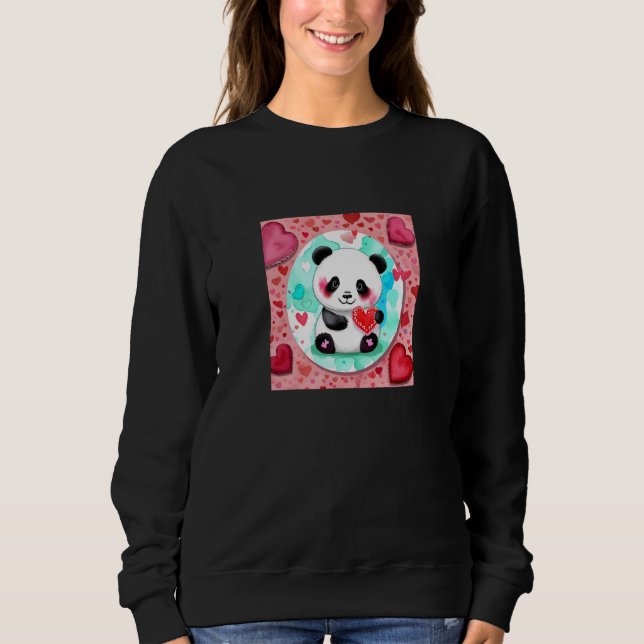 Sudadera Valentine's Day Love Heart Panda Girlfriend Fiancé (Anverso)