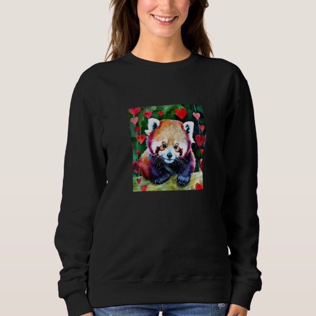 Sudadera Valentine's Day Love Heart Red Panda Girlfriend Fi (Anverso)