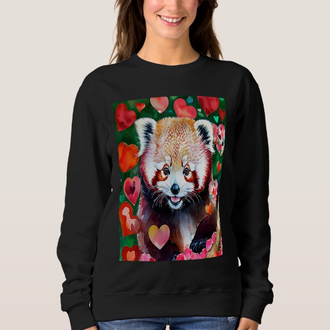 Sudadera Valentine's Day Love Heart Red Panda Girlfriend Fi (Anverso)