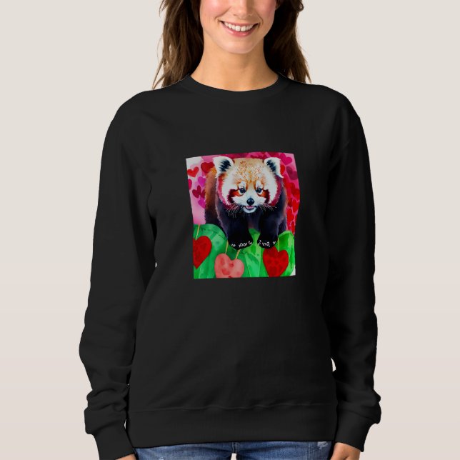 Sudadera Valentine's Day Love Heart Red Panda Girlfriend Fi (Anverso)