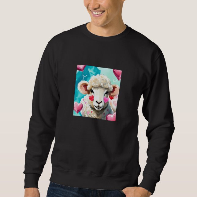 Sudadera Valentine's Day Love Heart Sheep Girlfriend Fiancé (Anverso)