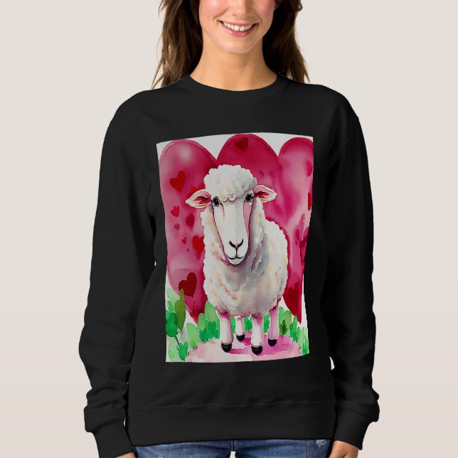 Sudadera Valentine's Day Love Heart Sheep Girlfriend Fiancé (Anverso)