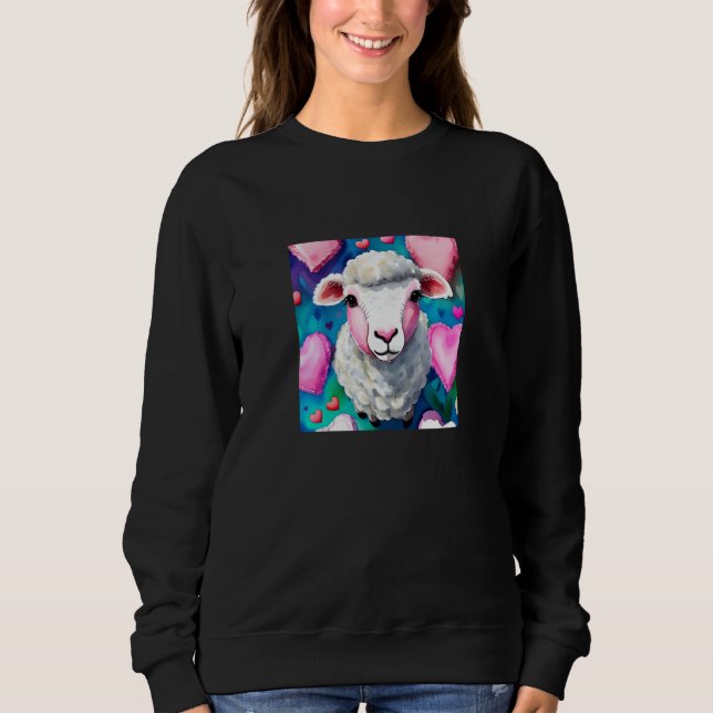 Sudadera Valentine's Day Love Heart Sheep Girlfriend Fiancé (Anverso)