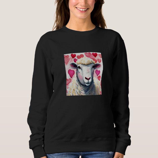Sudadera Valentine's Day Love Heart Sheep Girlfriend Fiancé (Anverso)