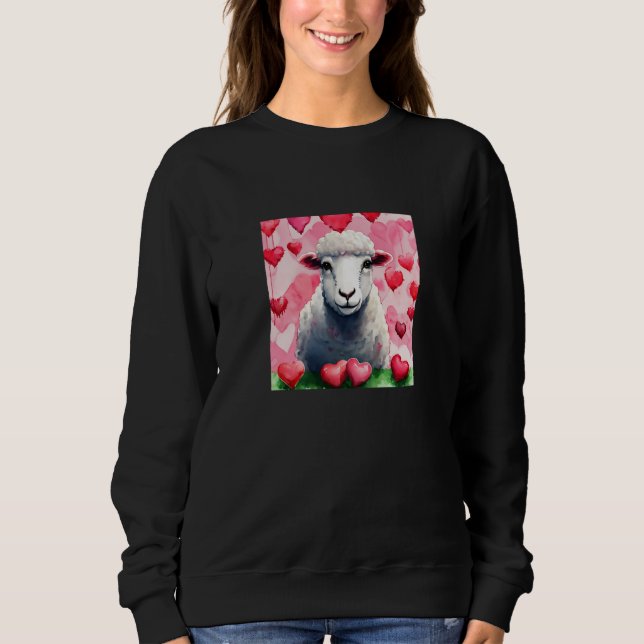 Sudadera Valentine's Day Love Heart Sheep Girlfriend Fiancé (Anverso)