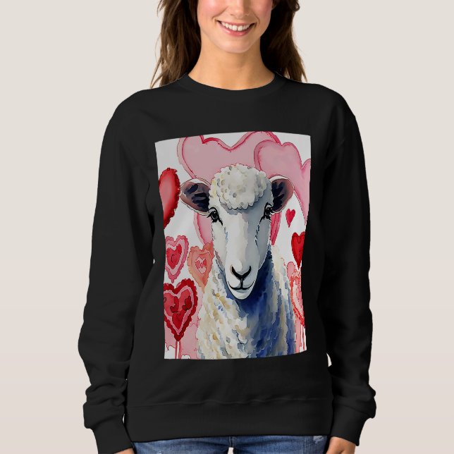 Sudadera Valentine's Day Love Heart Sheep Girlfriend Fiancé (Anverso)