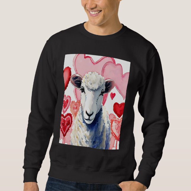Sudadera Valentine's Day Love Heart Sheep Girlfriend Fiancé (Anverso)