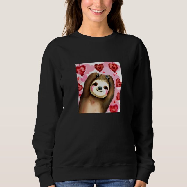 Sudadera Valentine's Day Love Heart Sloth Girlfriend Fiancé (Anverso)