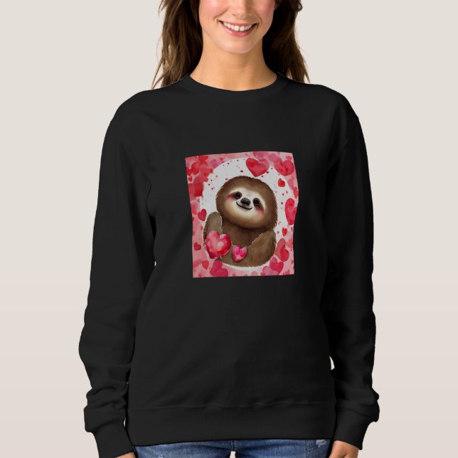Sudadera Valentine's Day Love Heart Sloth Girlfriend Fiancé (Anverso)