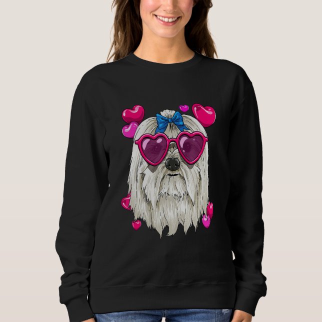 Sudadera Valentines Day Maltese Heart Couples Maltese Dog (Anverso)