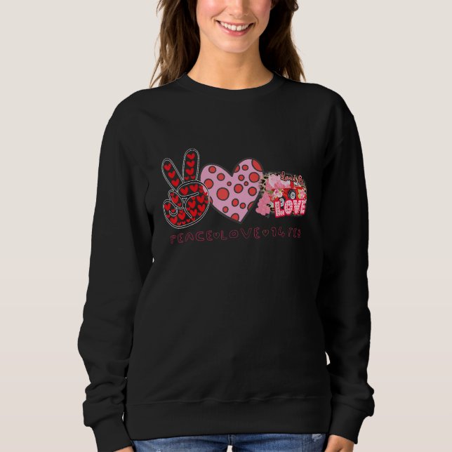 Sudadera Valentine's Day Peace Sign Love 60's 70's Hippie (Anverso)