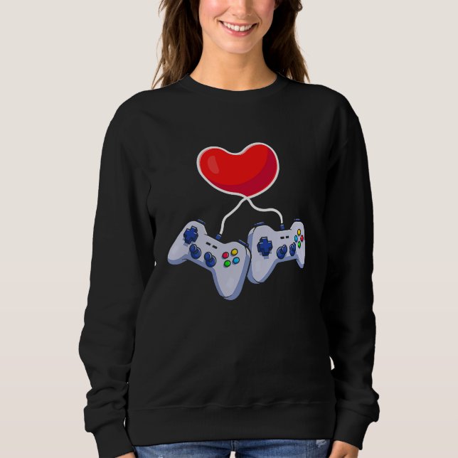 Sudadera Valentines Day Red Heart Video Game  Love Gamer Bo (Anverso)