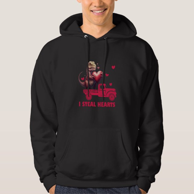 Sudadera Valentine's Day Rex Dino I Steal Hearts Men Women  (Anverso)