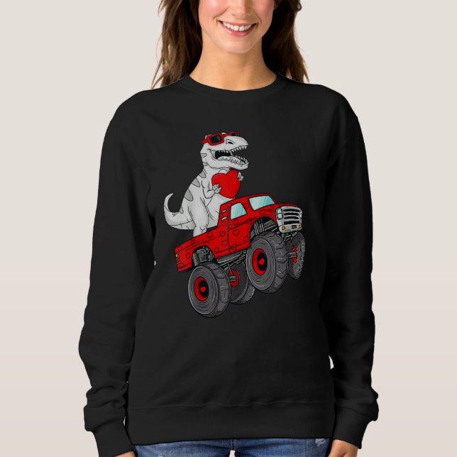 Sudadera Valentines Day Rex Riding Monster Truck  Toddler B (Anverso)