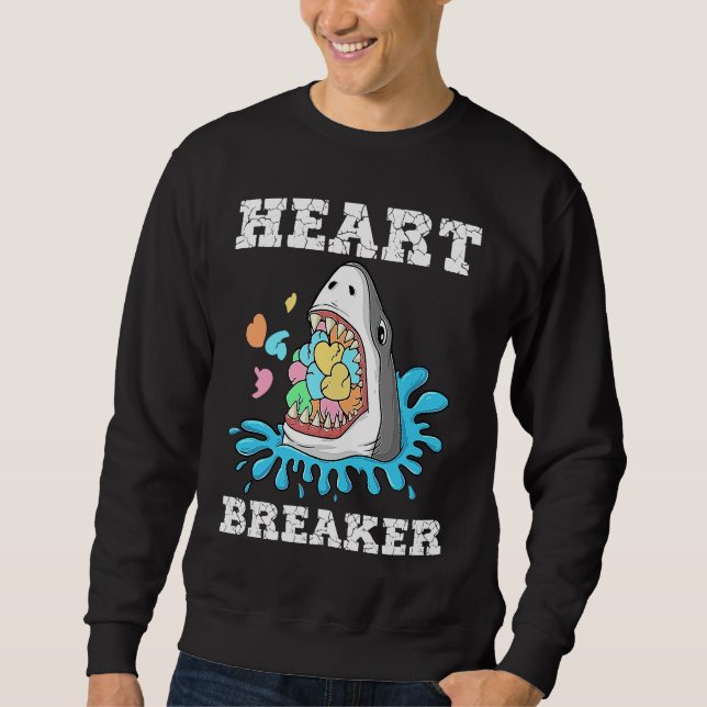 Sudadera Valentines Day Shark Heart Breaker  Boys Kids (Anverso)