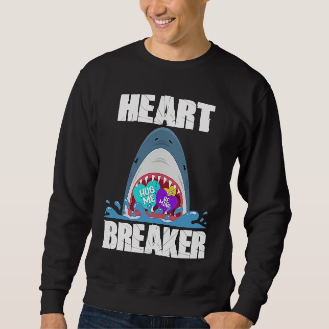 Sudadera Valentines Day Shark Heart Breaker  Boys Kids  1 (Anverso)