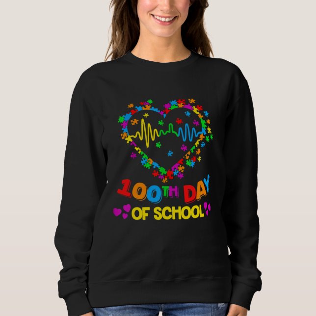 Sudadera Valentines Day Teacher Autism awareness 100 days H (Anverso)