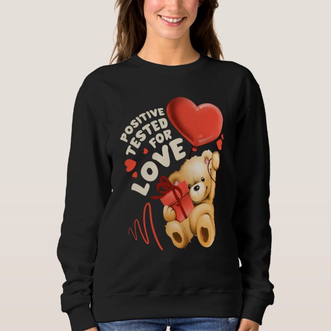 Sudadera Valentine's day teddy bear with heart balloon (Anverso)