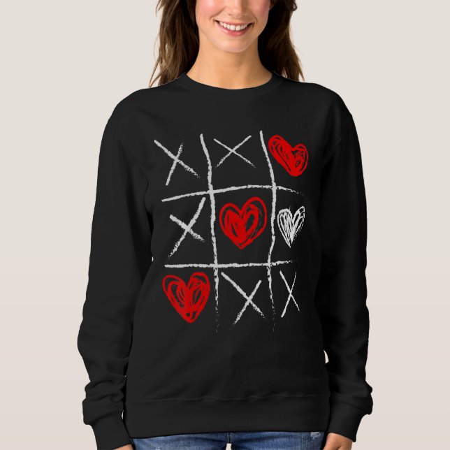 Sudadera Valentine's Day Tic Tac Toe Valentine Cute Heart (Anverso)