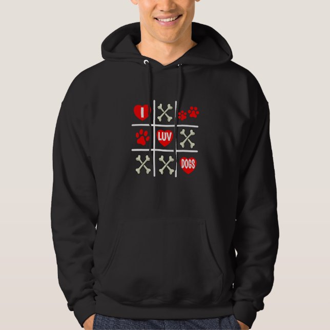 Sudadera Valentine's Dog Dad Mom Tic Tac Toe I Luv Dogs (Anverso)