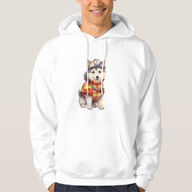 Sudadera Valiente bombero Siberian Husky Dog honrando (Anverso)