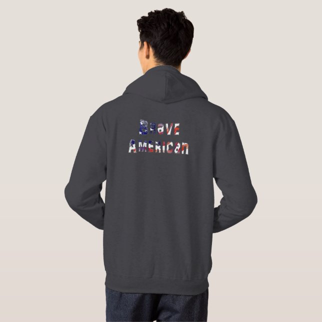 Sudadera Valiente texto afligido estadounidense (Reverso completo)
