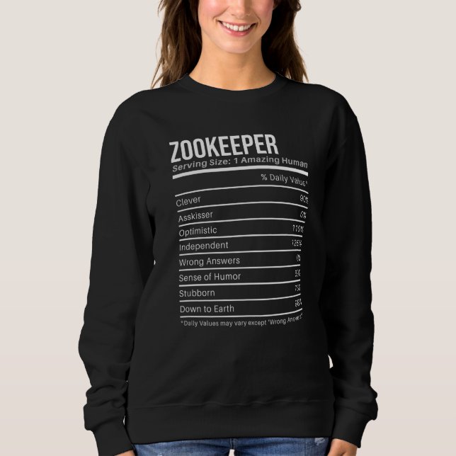 Sudadera Valores nutricionales del cuidador de zoológico  H (Anverso)