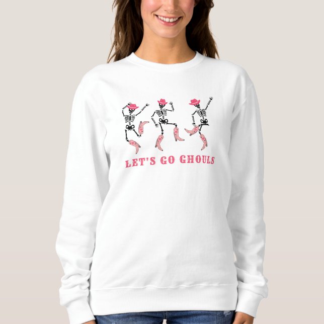 Sudadera Vamos Ghouls Halloween Skeletons Pink Cowgirl (Anverso)