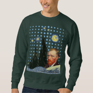 Sudadera  Van Gogh dots moon stars flames face
