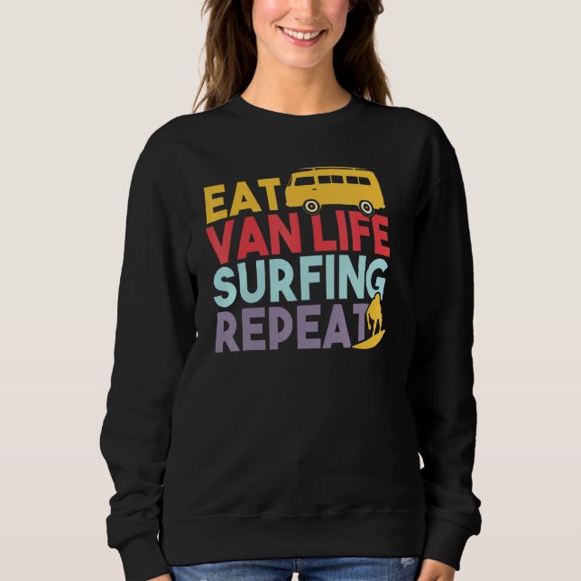 Sudadera Van Life Eat Van Life Surfing Repeat - Vanlife Sur (Anverso)