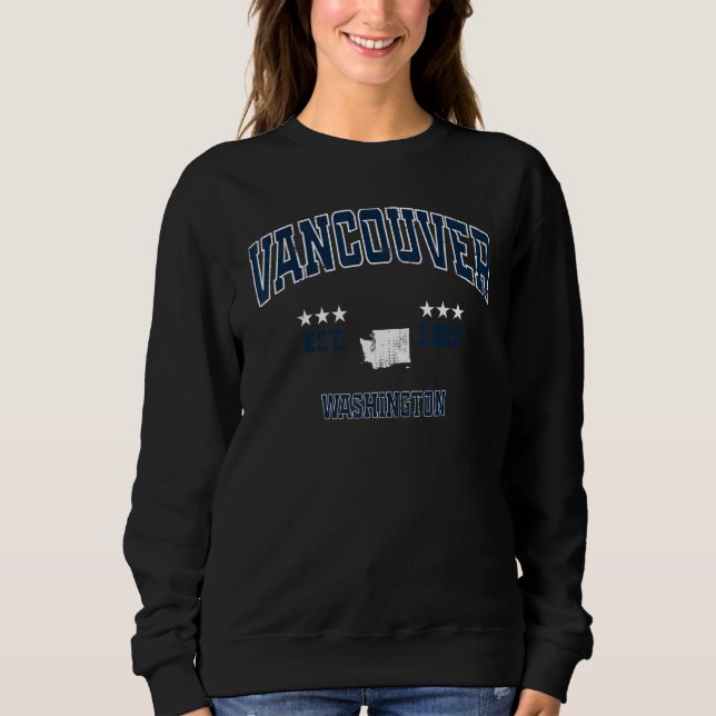 Sudadera Vancouver Washington WA Vintage Athletic Naval Spo (Anverso)