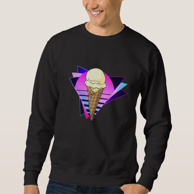 Sudadera Vanilla Ice Cream Cone Retro 80s Ice Cream Shop Em (Anverso)