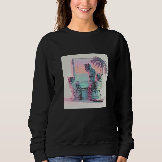 Sudadera Vaperwave Aesthetic Glitch Retrowave Synthwave (Anverso)
