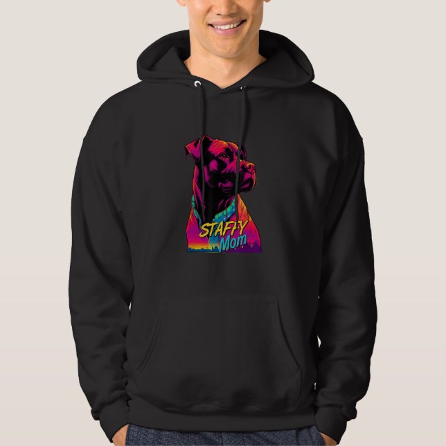 Sudadera Vaporwave American Staffordshire Terrier Mom Futur (Anverso)