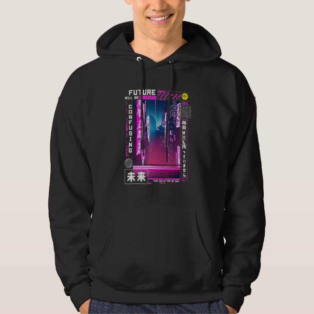 Sudadera Vaporwave de cyberpunk en Tokio con vibraciones re (Anverso)