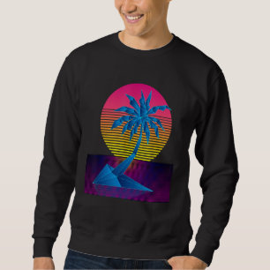 Sudadera Vaporwave Digital Art Palm Tree & Sunset Retro 80