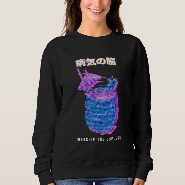 Sudadera Vaporwave Estética Glitch 80 Piña Retro (Anverso)